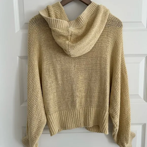 Free People FP Beach Hooded Cardigan Tan Cream Size M