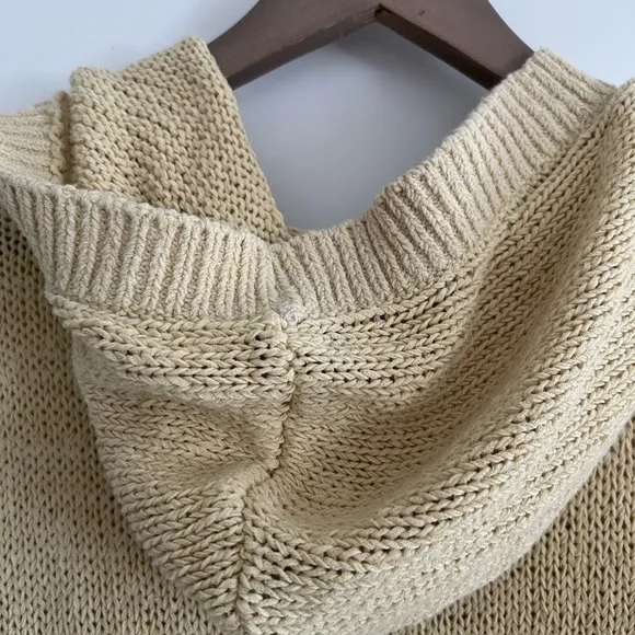 Free People FP Beach Hooded Cardigan Tan Cream Size M