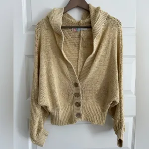 Free People FP Beach Hooded Cardigan Tan Cream Size M
