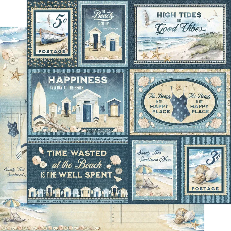 G45 - The Beach Is Calling - 12x12 Single Sheet / High Tide Good Vibes