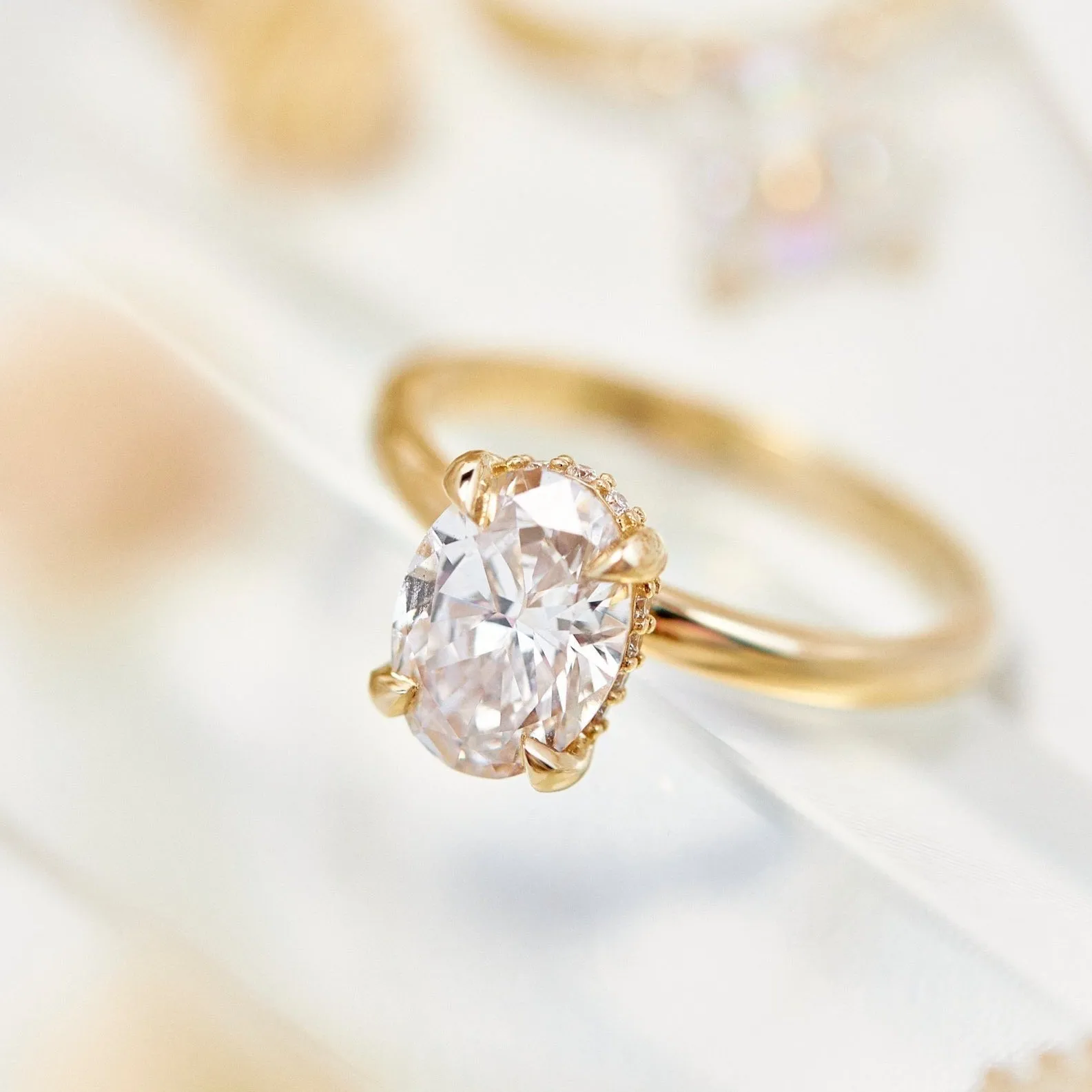 Gabriella Hidden Halo Oval Cut Moissanite Engagement Ring