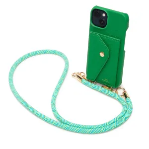 Genuine Leather iPhone Case - Jade - Green Inca Lanyard