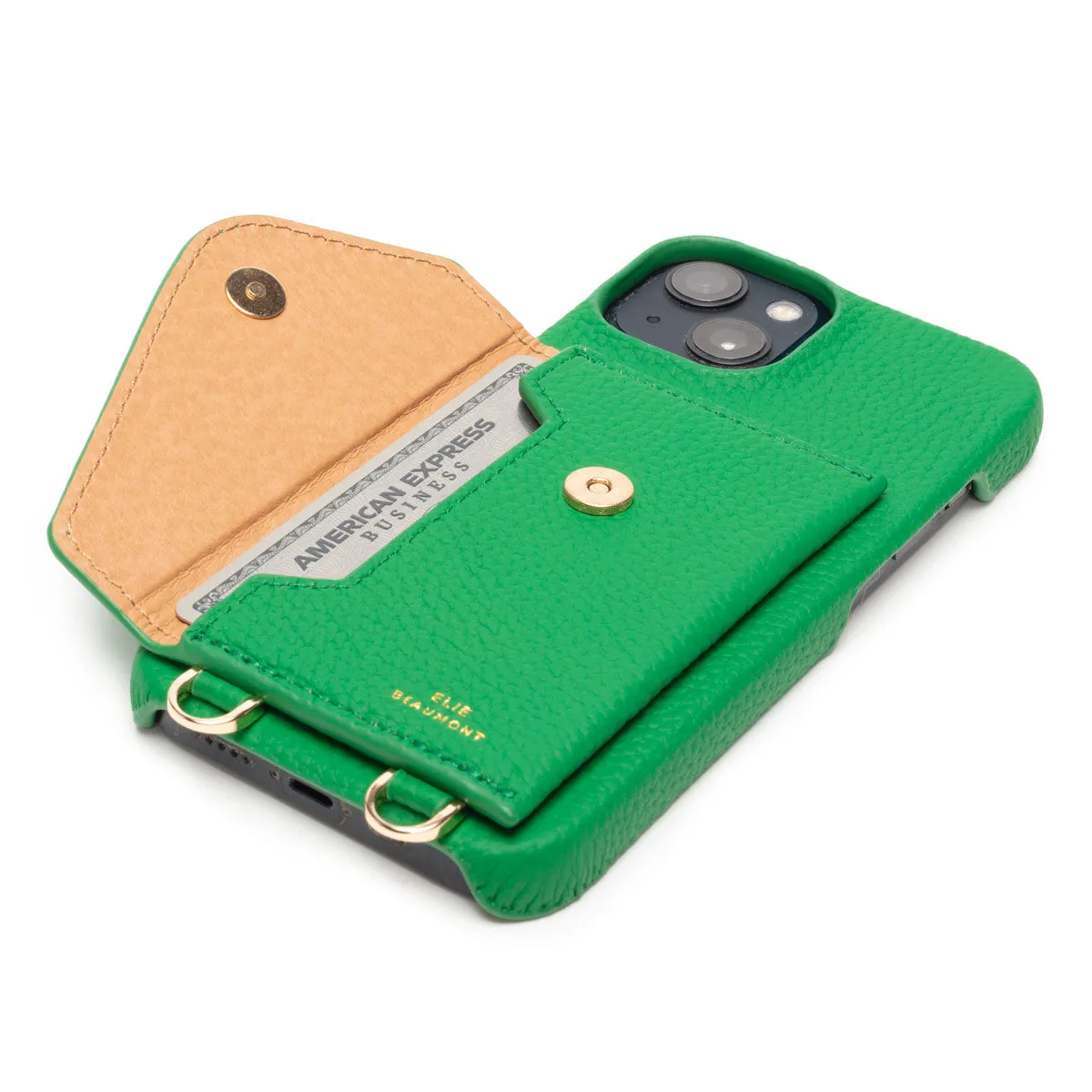 Genuine Leather iPhone Case - Jade - Green Inca Lanyard