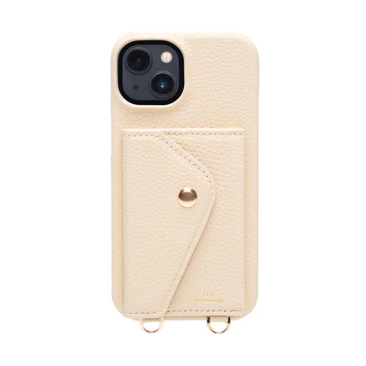 Genuine Leather iPhone Case - Stone - Distressed Denim Lanyard