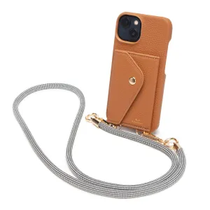 Genuine Leather iPhone Case - Tan - Harlequin Lanyard