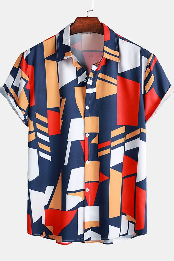 Geometry Print Button Up Shirt