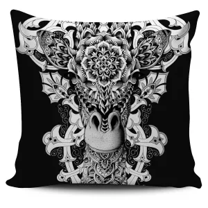GIRAFFE ORNATE PILLOW COVER - BLACK