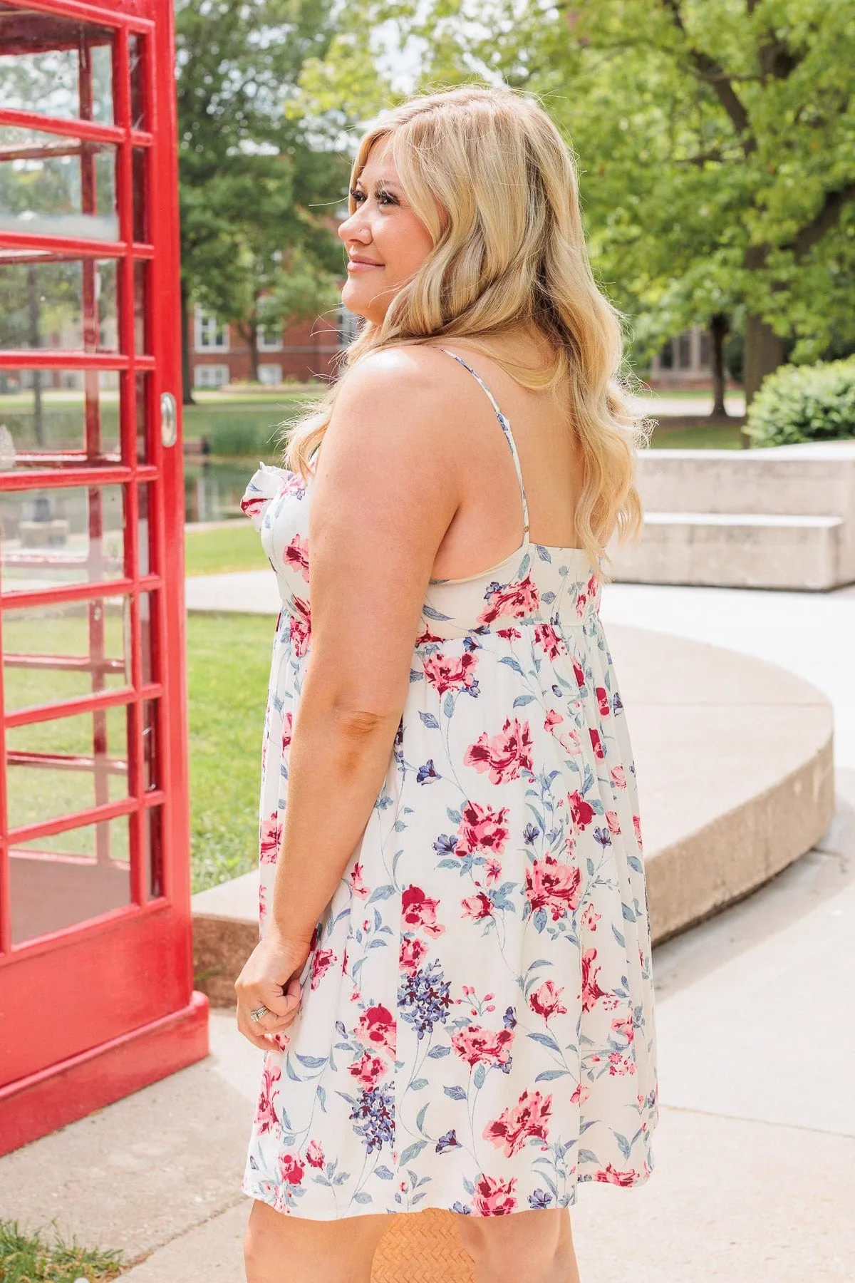 Gleaming Future Floral Mini Dress- Ivory