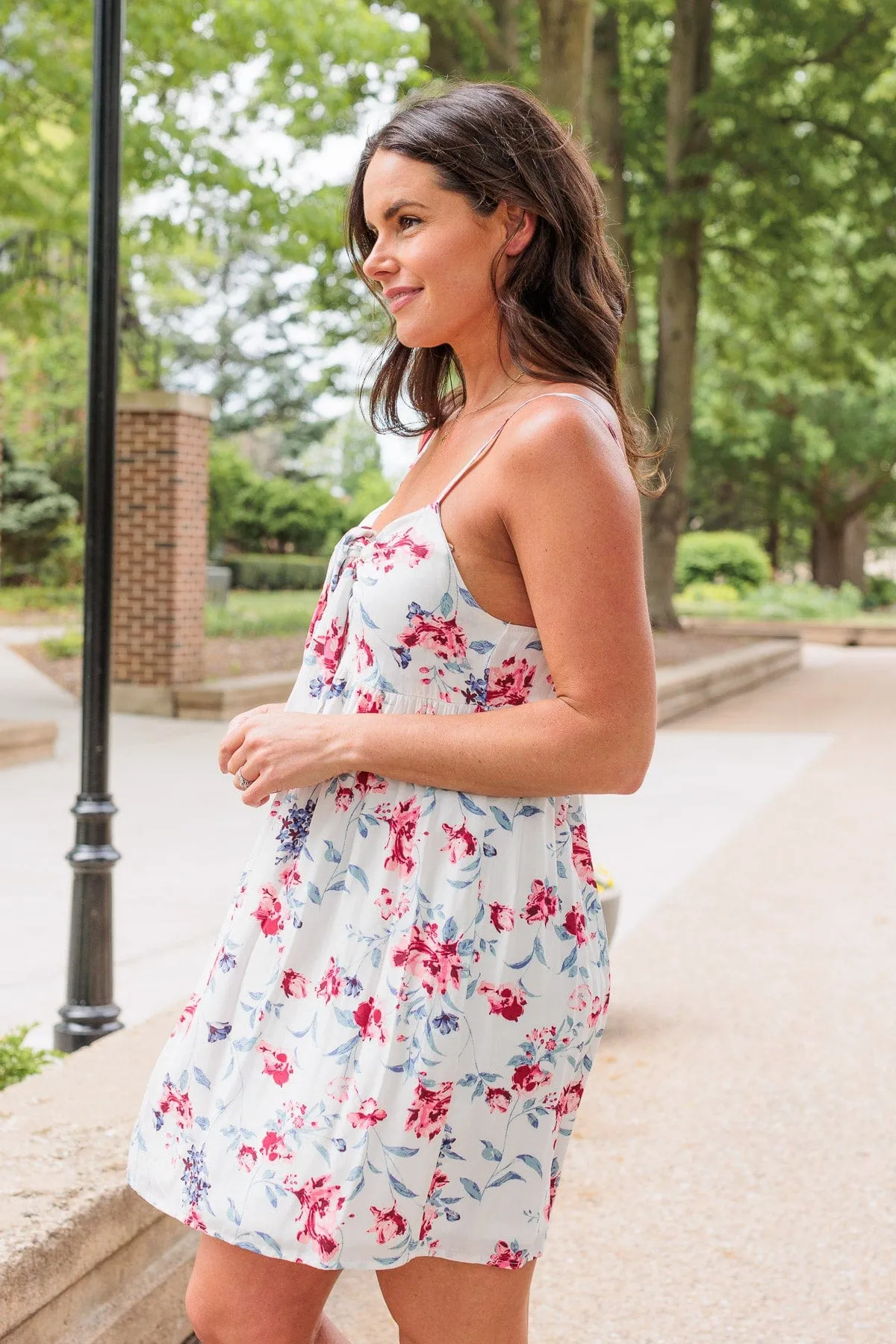 Gleaming Future Floral Mini Dress- Ivory