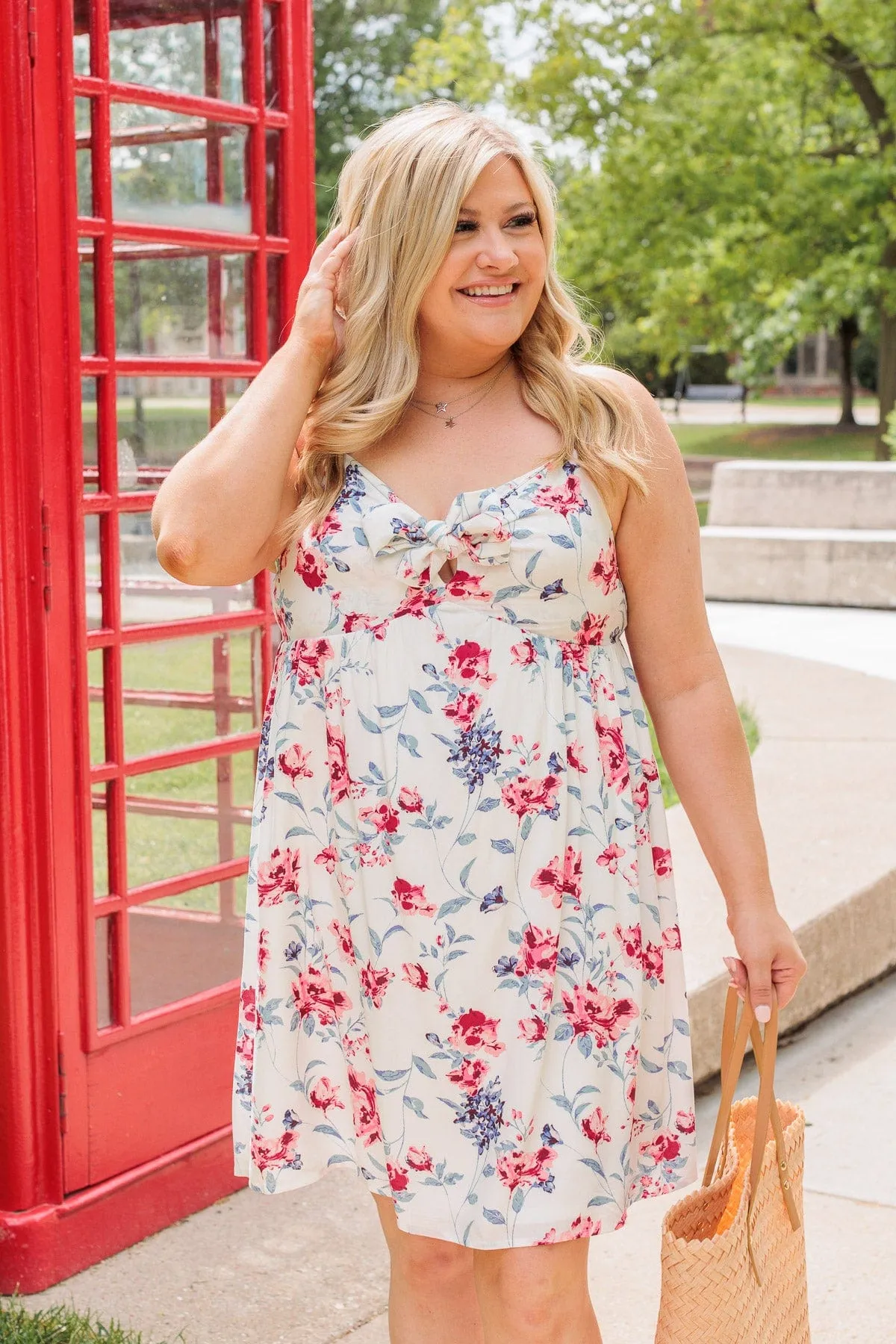 Gleaming Future Floral Mini Dress- Ivory
