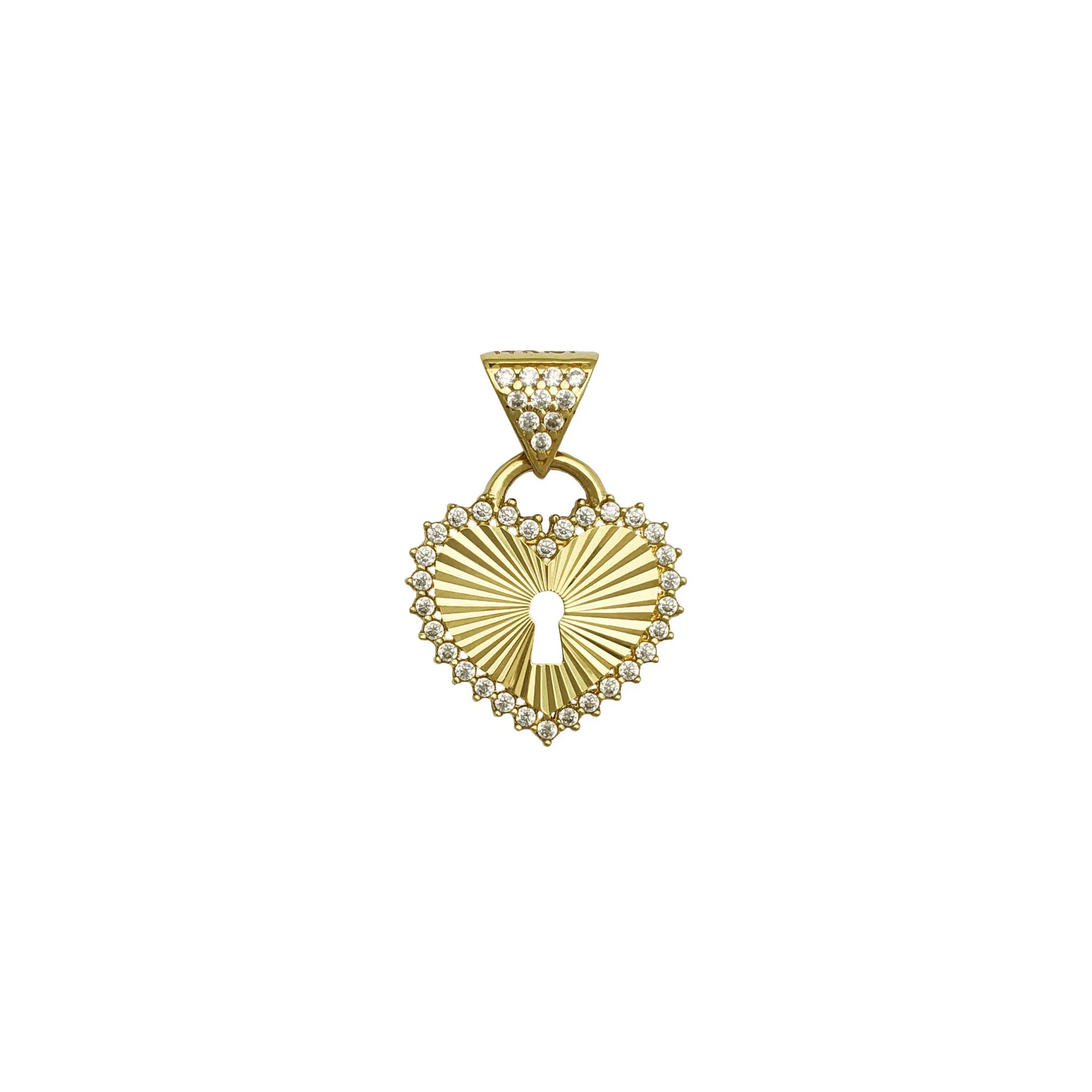 Gleaming Hearty Lock Pendant (14K)