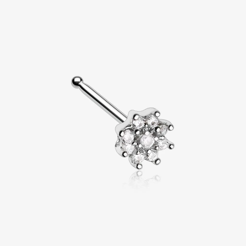Gleaming Sparkle Flower Nose Stud Ring