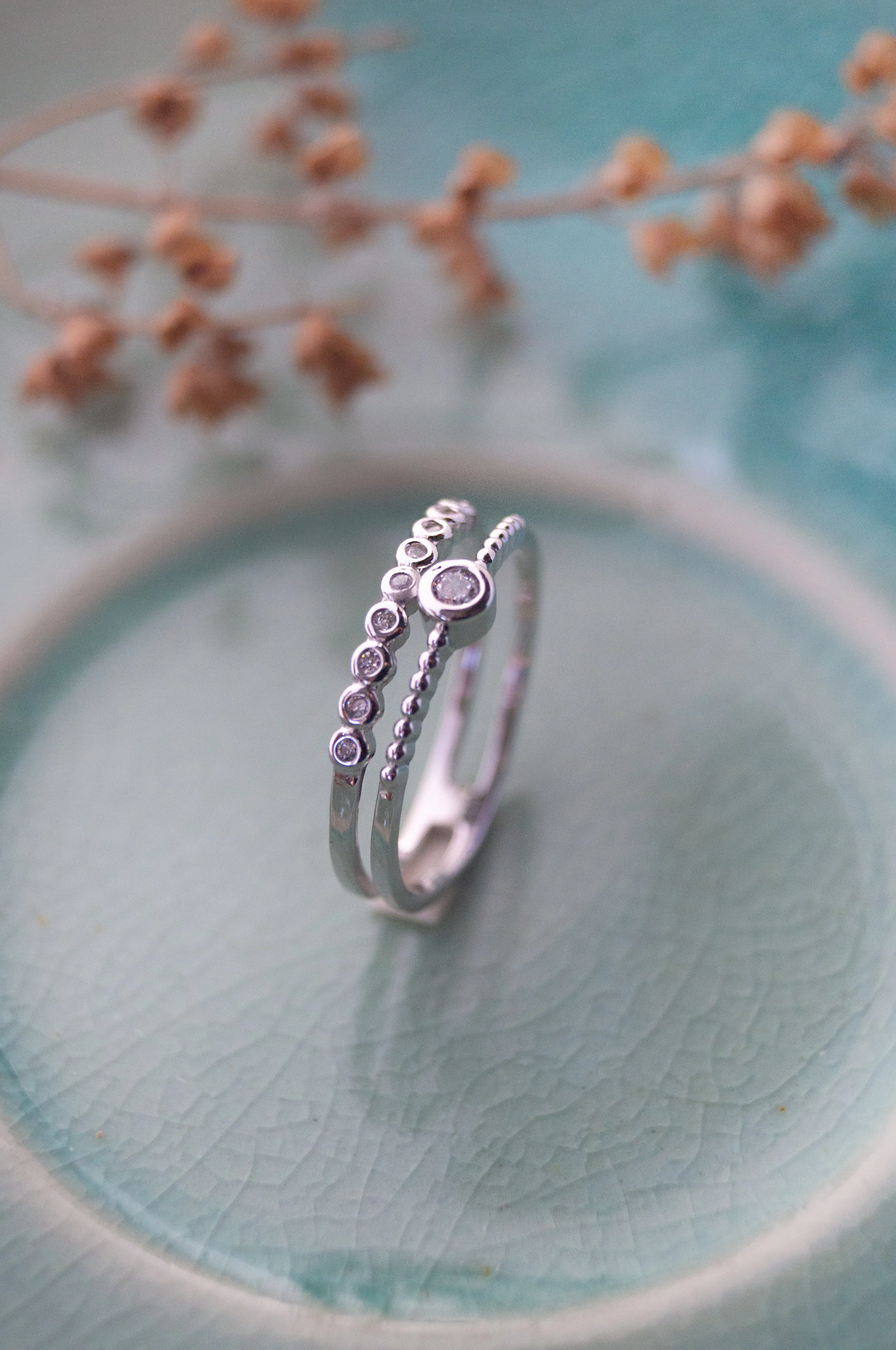 Gleaming Two Layer Rose Gold Plated Sterling Silver Ring