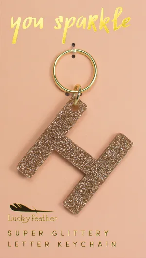 Glitter Letter Keychain - H