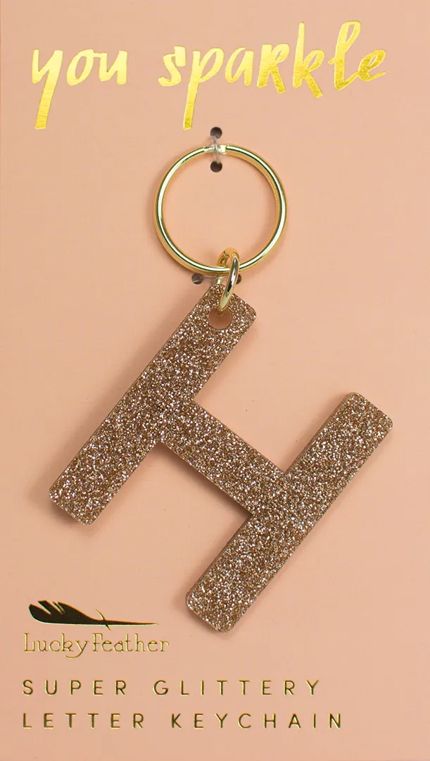 Glitter Letter Keychain - H
