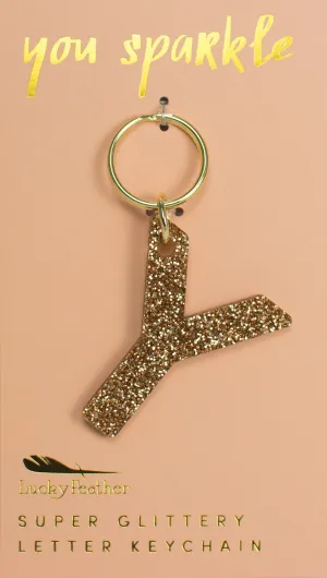 Glitter Letter Keychain - Y