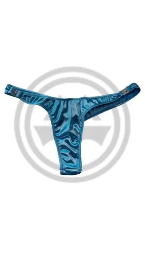 Glossy T-Back Detachable Thong - Periwinkle