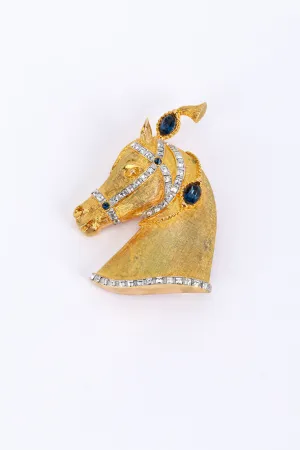 Gold & Blue Carnival Horse Brooch