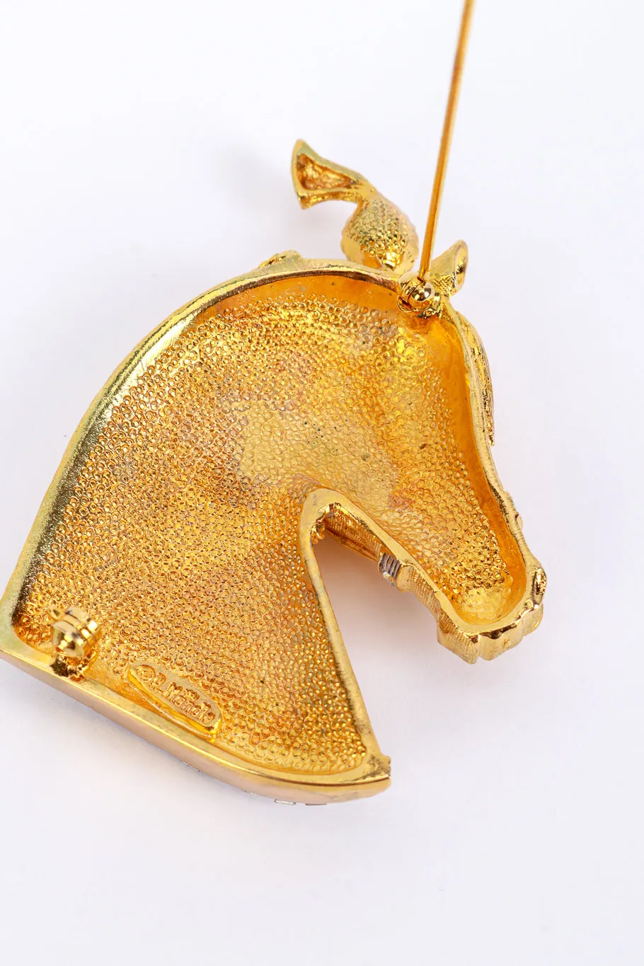 Gold & Blue Carnival Horse Brooch