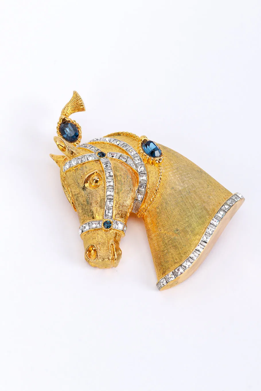 Gold & Blue Carnival Horse Brooch