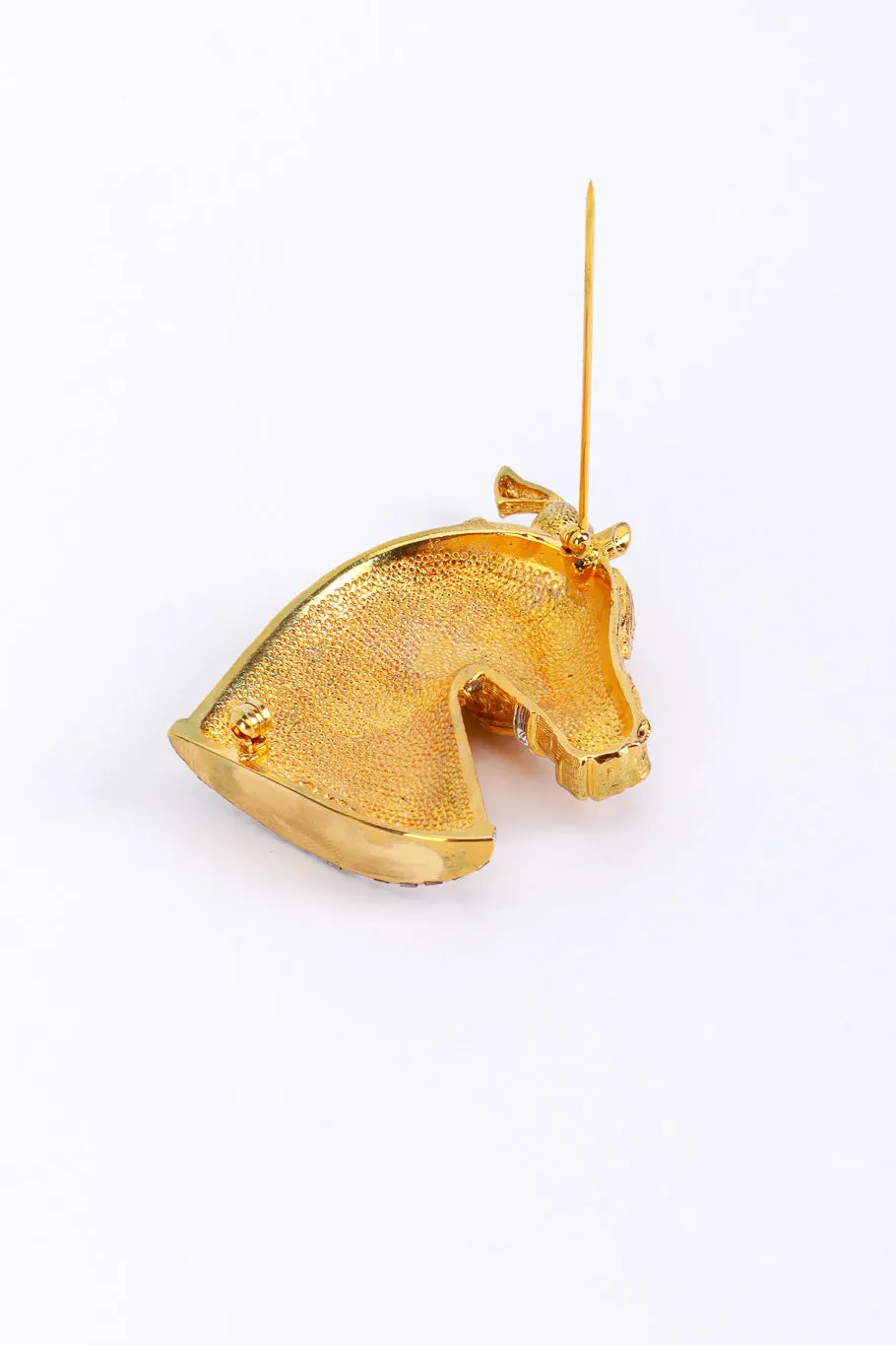Gold & Blue Carnival Horse Brooch
