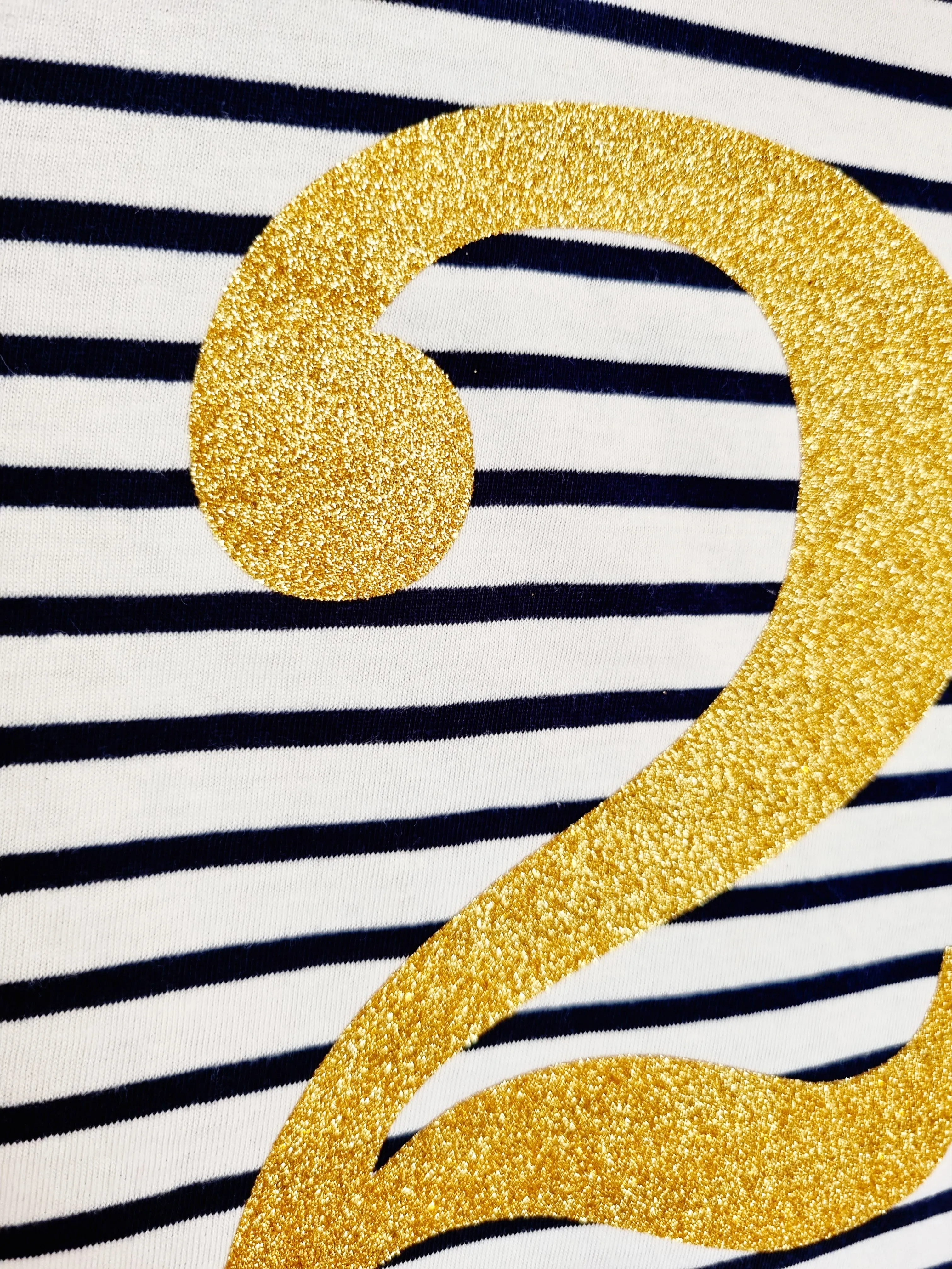 Gold Glitter Number 2 Birthday Tee