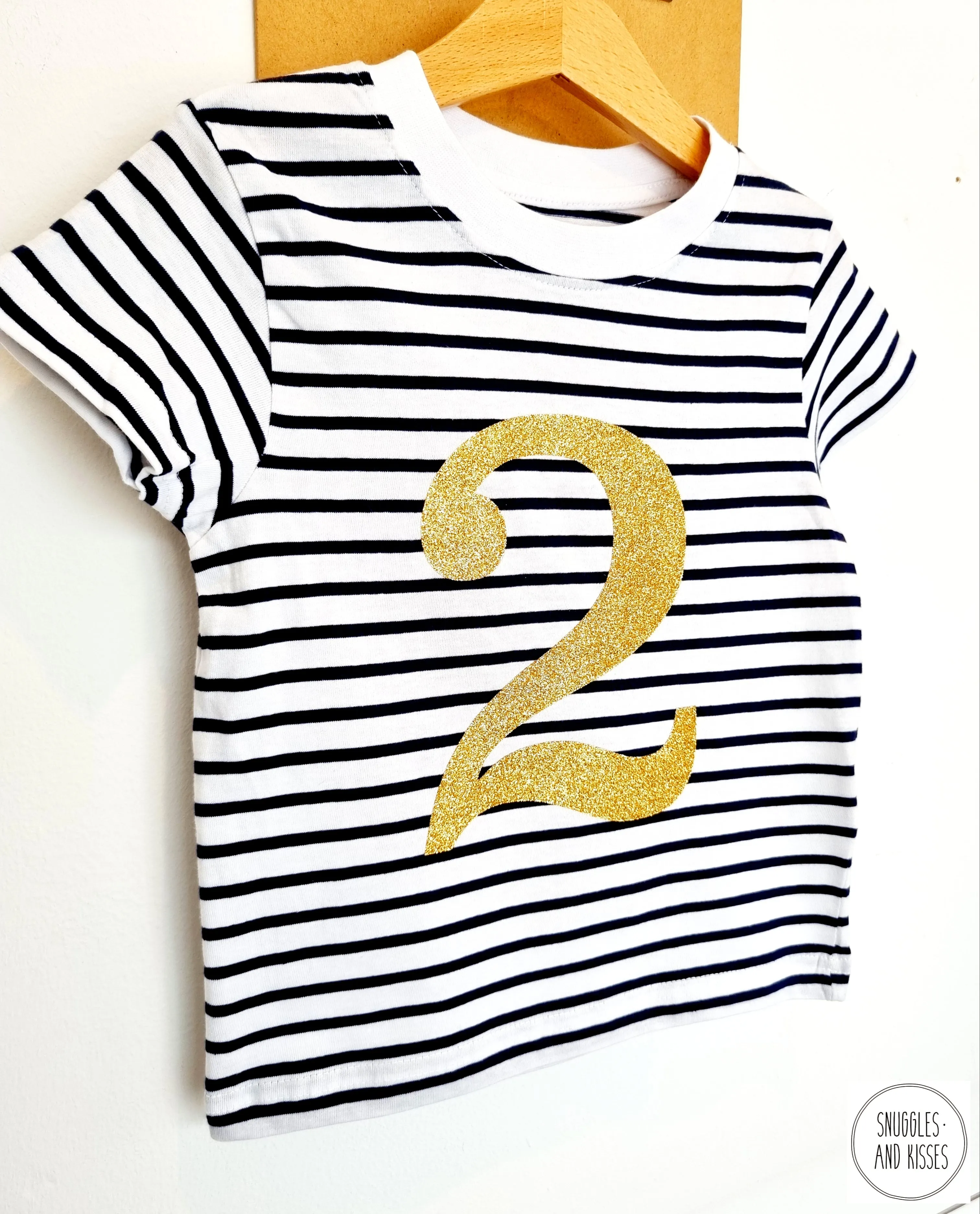 Gold Glitter Number 2 Birthday Tee