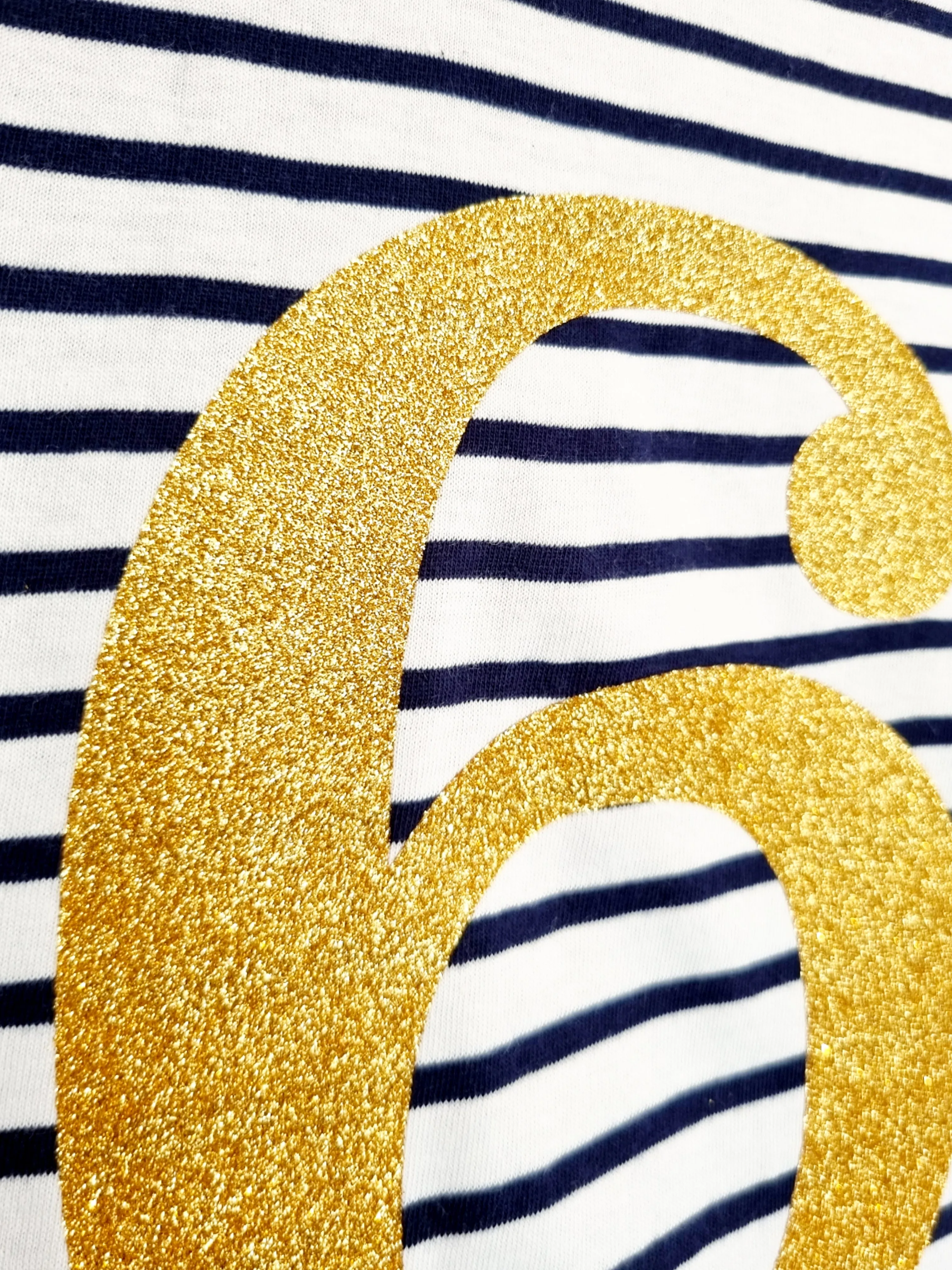 Gold Glitter Number 6 Birthday Tee