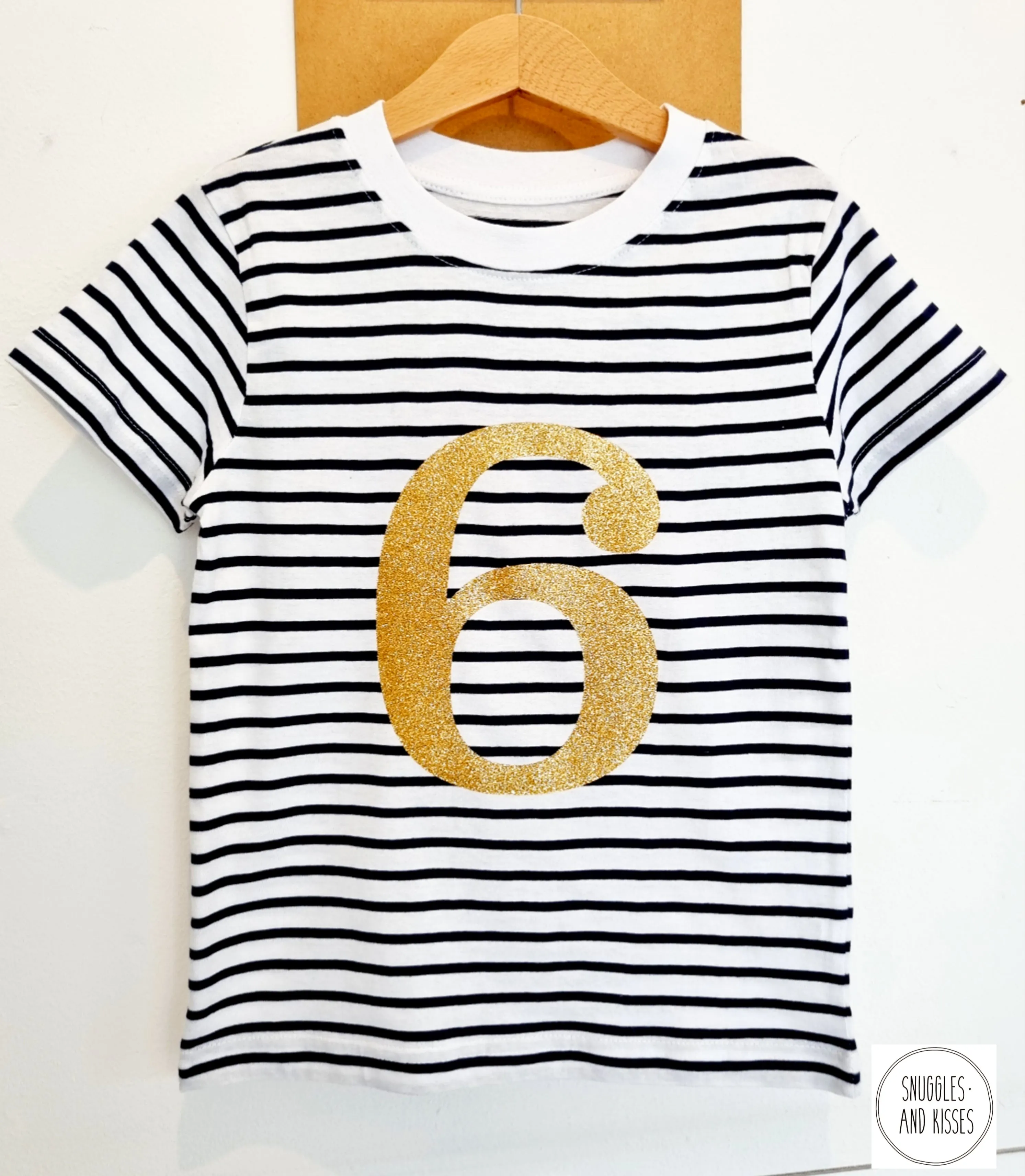 Gold Glitter Number 6 Birthday Tee