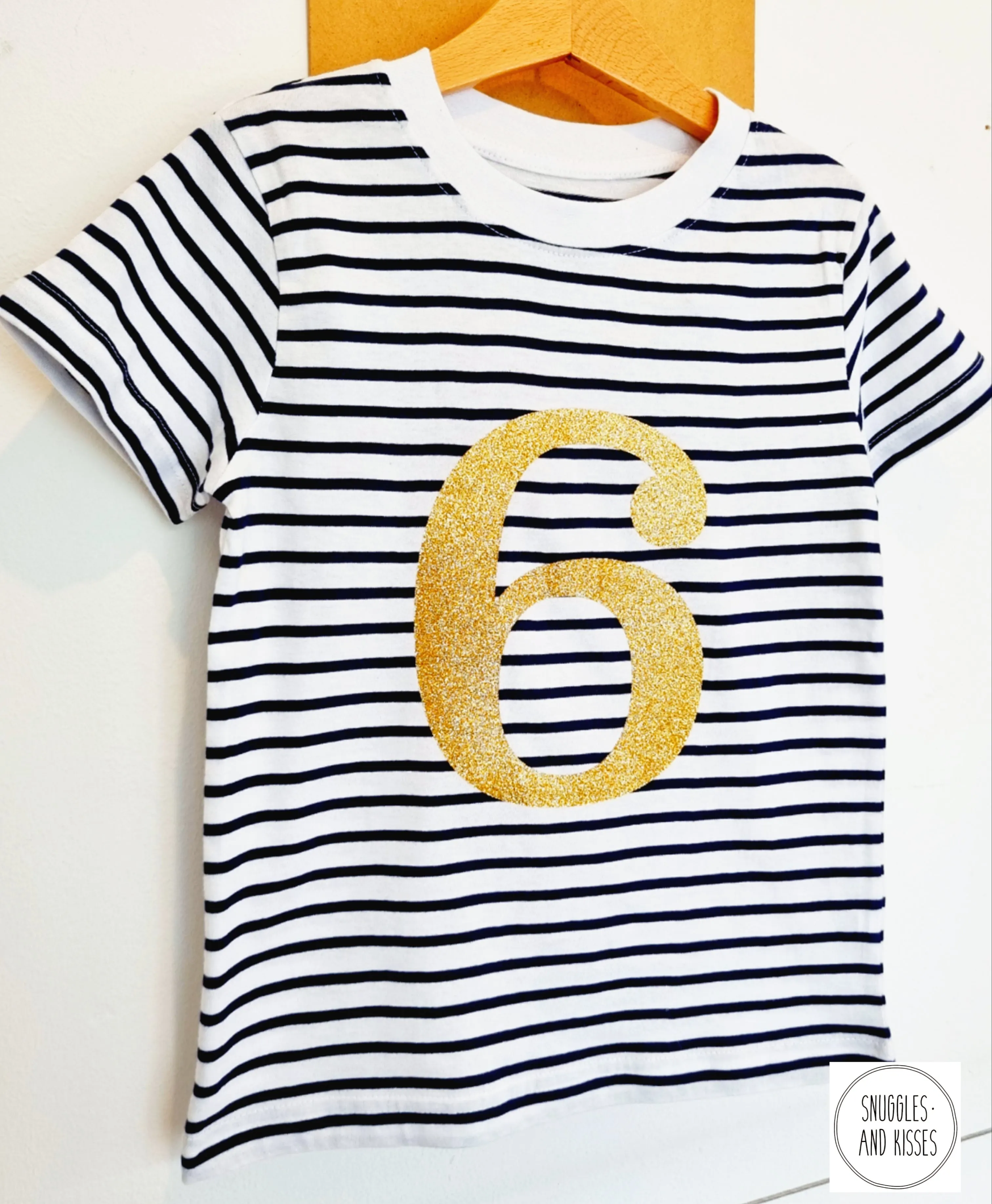 Gold Glitter Number 6 Birthday Tee