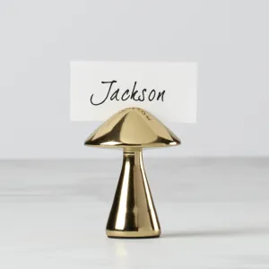 Gold Mushroom Placecard Holder