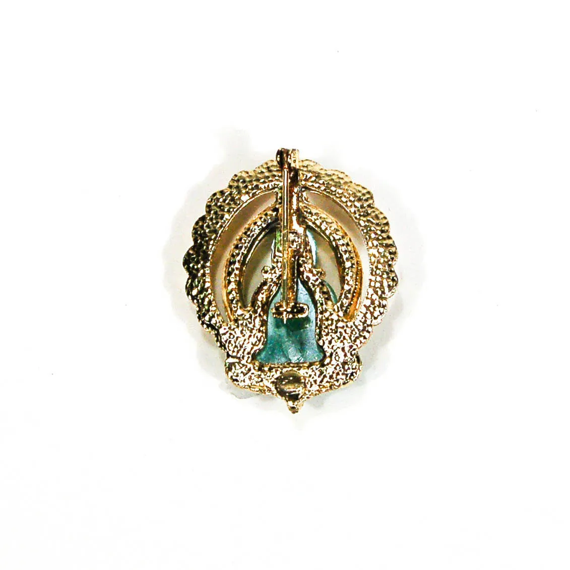 Gold Tone Rhinestone Buddha Brooch