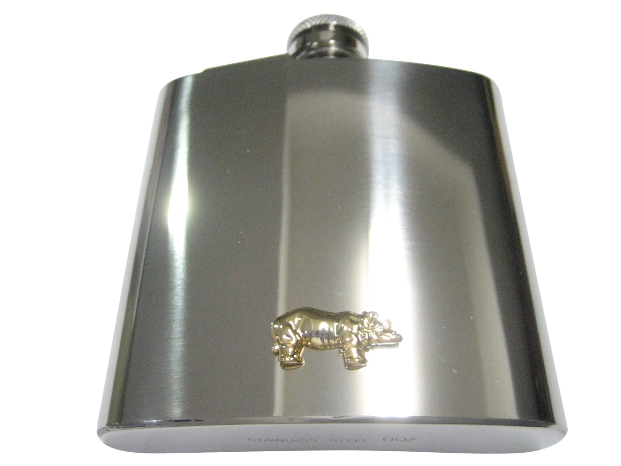 Gold Toned Shiny Textured Rhino 6oz Flask