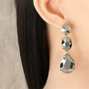 Gray Crystal & 18K Gold-Plated Drop Earrings