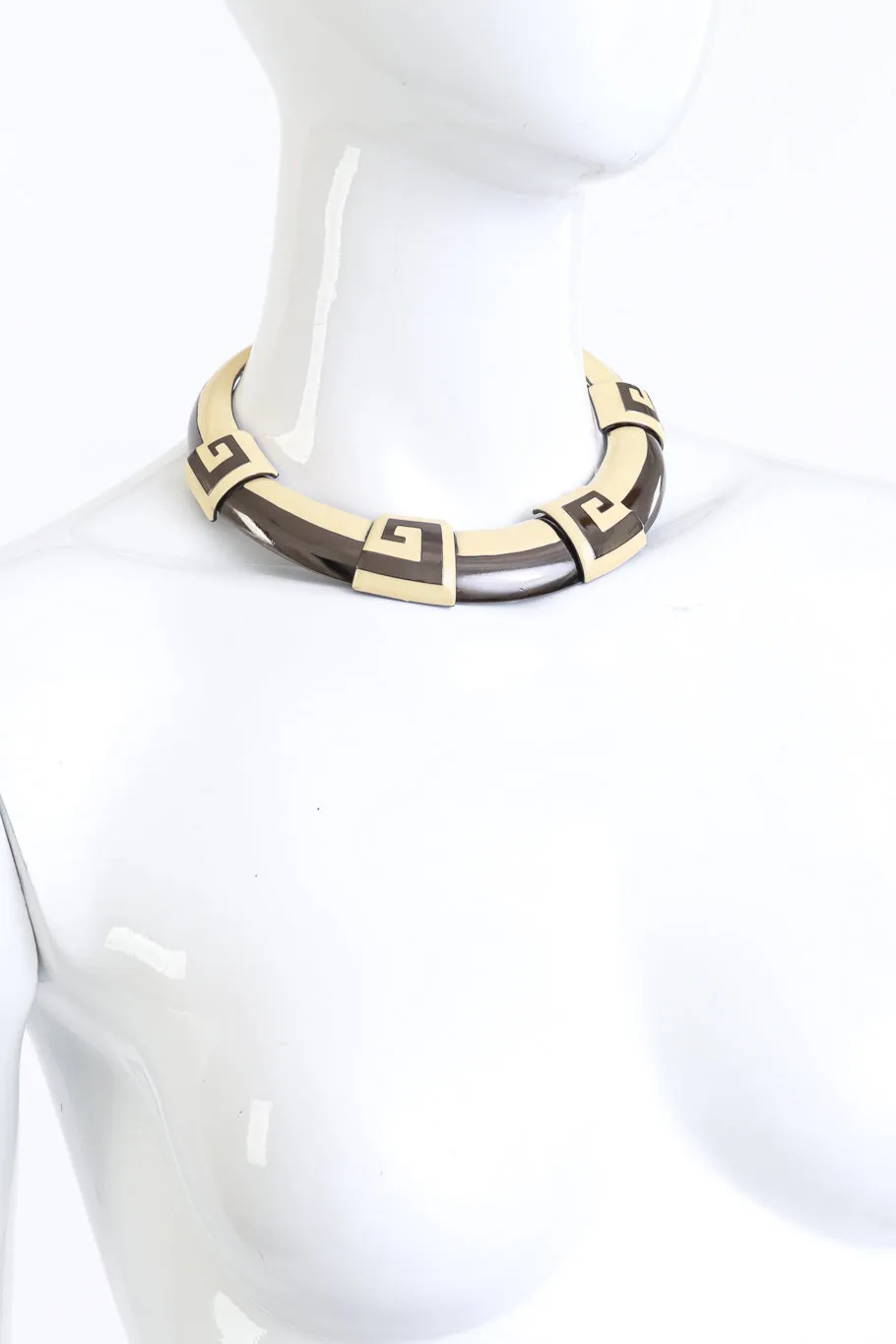 Greek Key Collar Necklace & Earrings Set