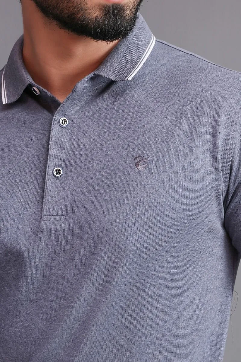 GREY PATTERNED POLO