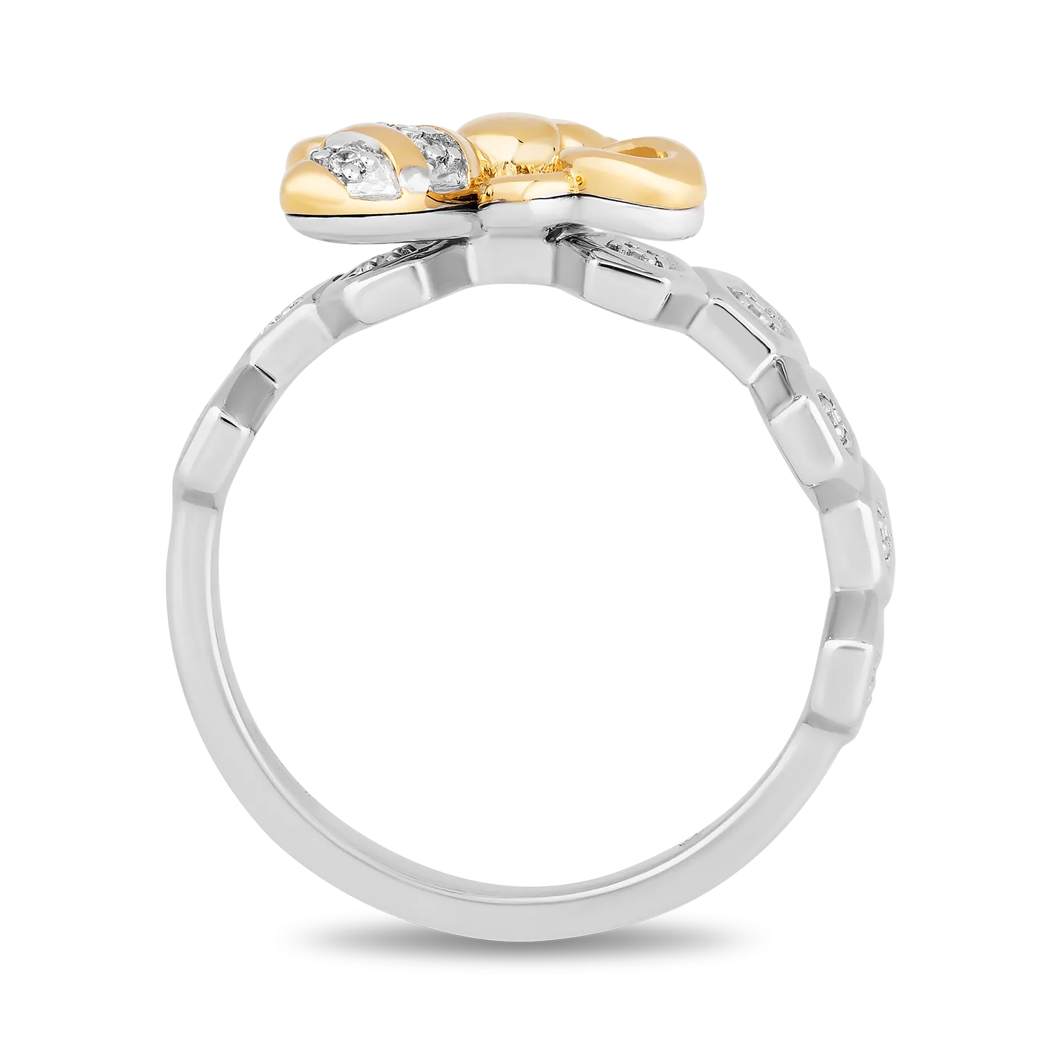 Hallmark Fine Jewelry Busy Bee Ring in Sterling Silver & 14K Yellow Gold with Diamonds
