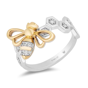 Hallmark Fine Jewelry Busy Bee Ring in Sterling Silver & 14K Yellow Gold with Diamonds