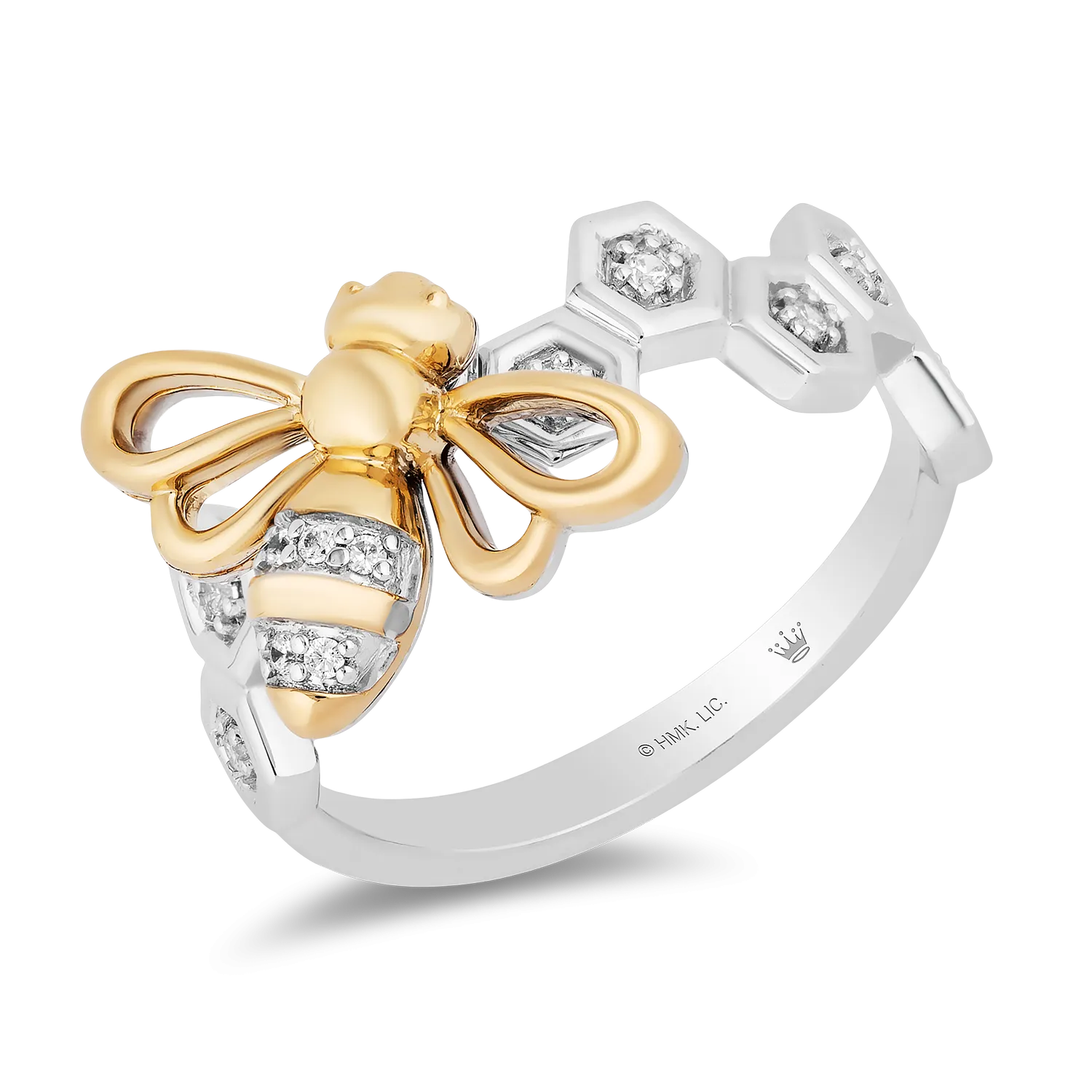 Hallmark Fine Jewelry Busy Bee Ring in Sterling Silver & 14K Yellow Gold with Diamonds