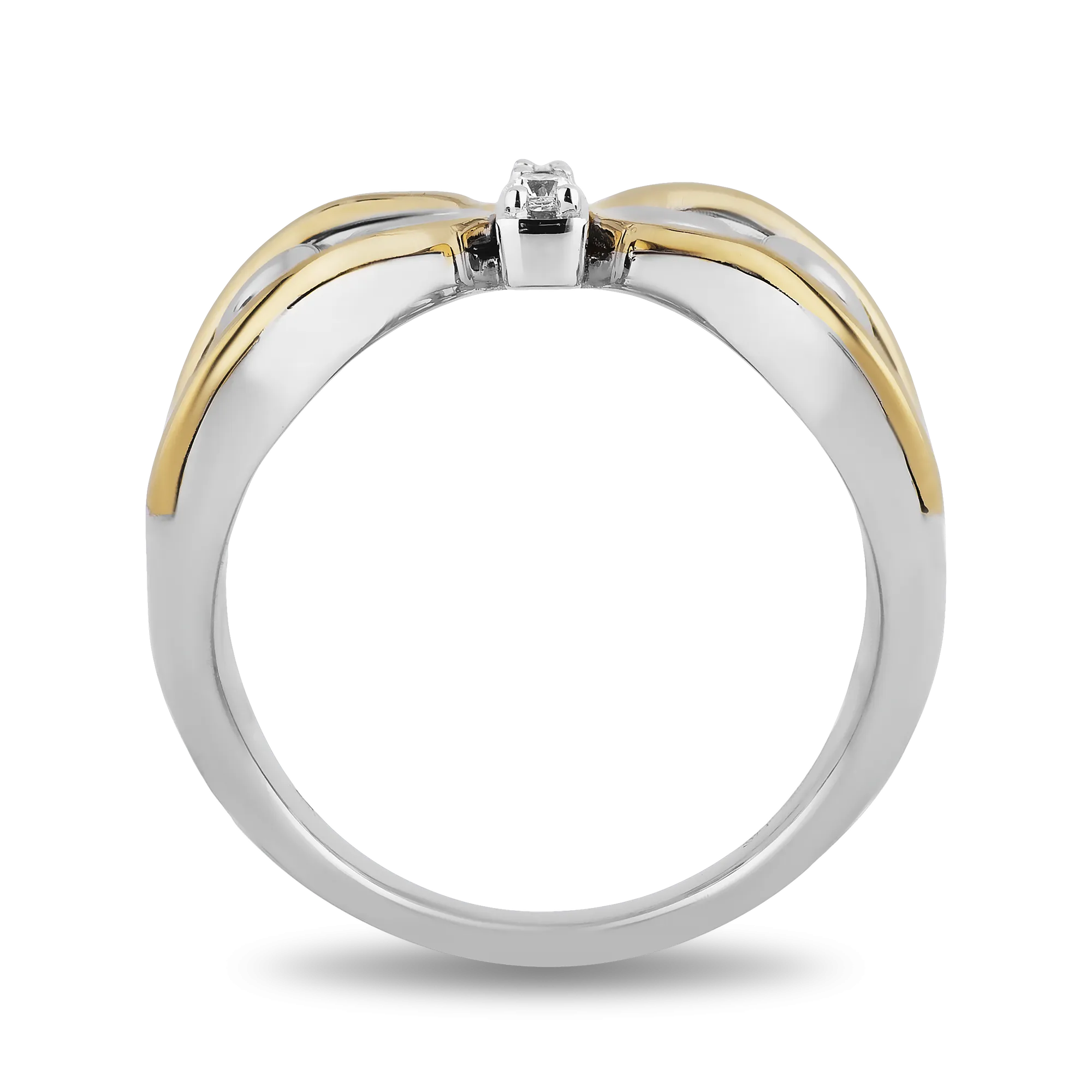 Hallmark Fine Jewelry Lace Butterfly Ring in Sterling Silver & 14K Yellow Gold with Diamonds