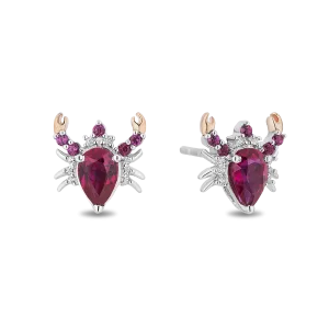 Hallmark Fine Jewelry Sterling Silver and 14K Rose Gold Created Ruby Crab Earrings