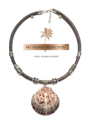 Halo Duet Leather Sanibel Shell Choker Necklace MIA845