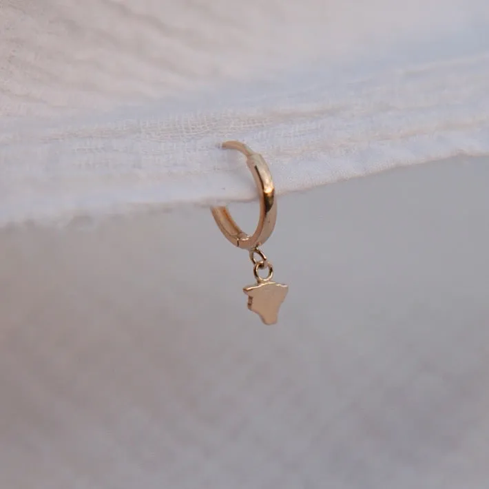 Hawaii Big Island Huggie Hoop Earring - Solid 14kt