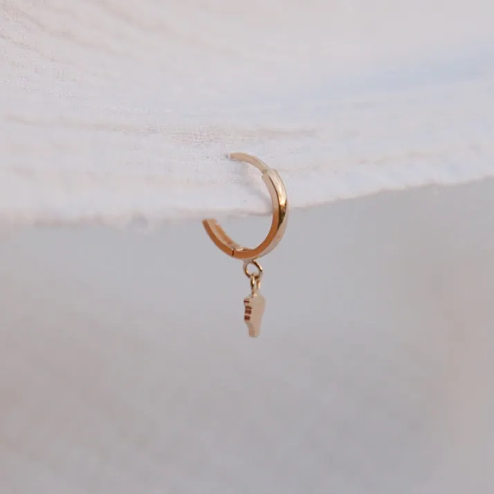 Hawaii Big Island Huggie Hoop Earring - Solid 14kt
