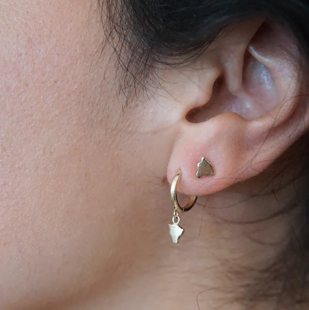 Hawaii Big Island Huggie Hoop Earring - Solid 14kt