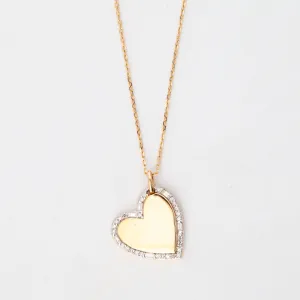 Heart Pavé and Baguette Dog Tag Necklace