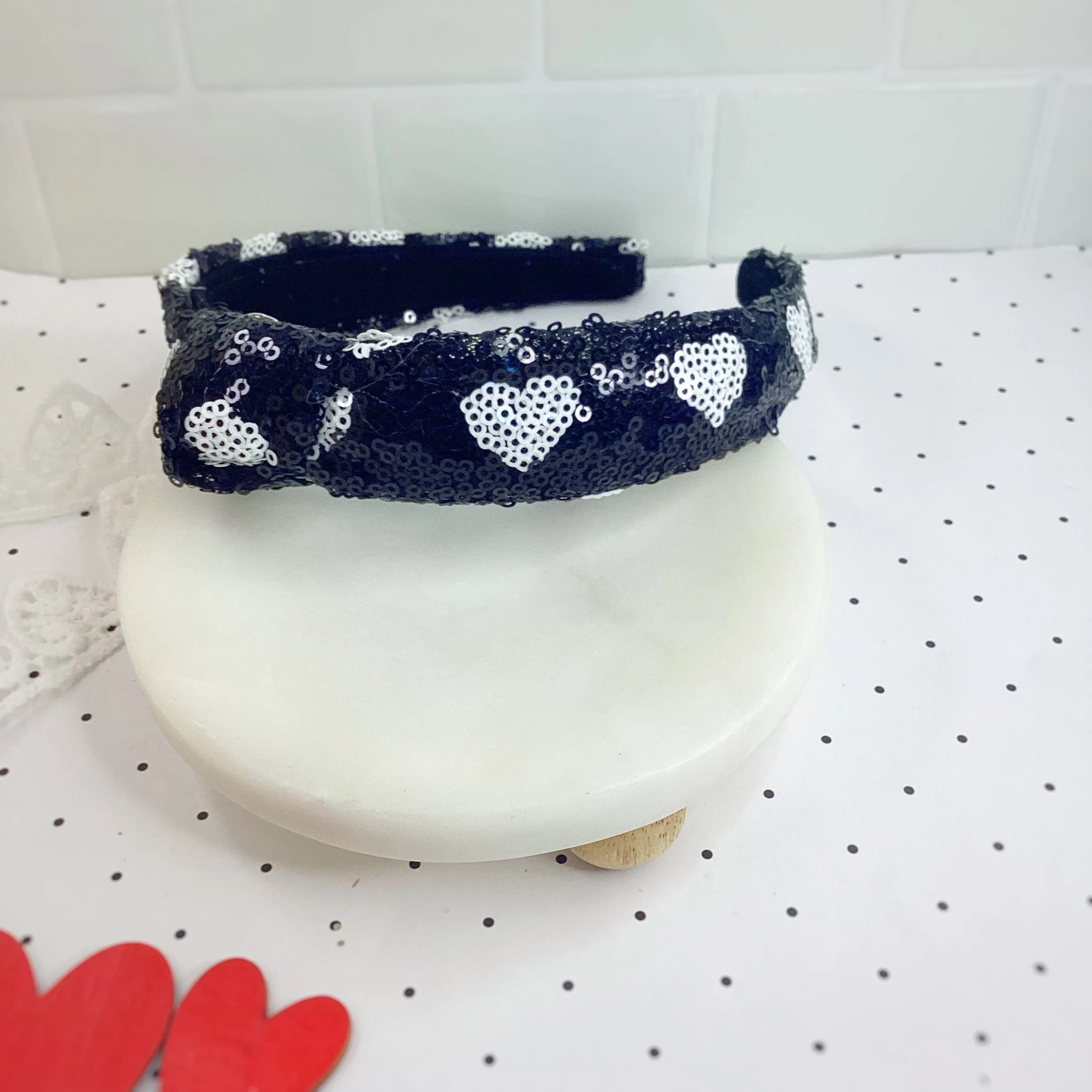 Heart Sequin Knot Top Headband Collection