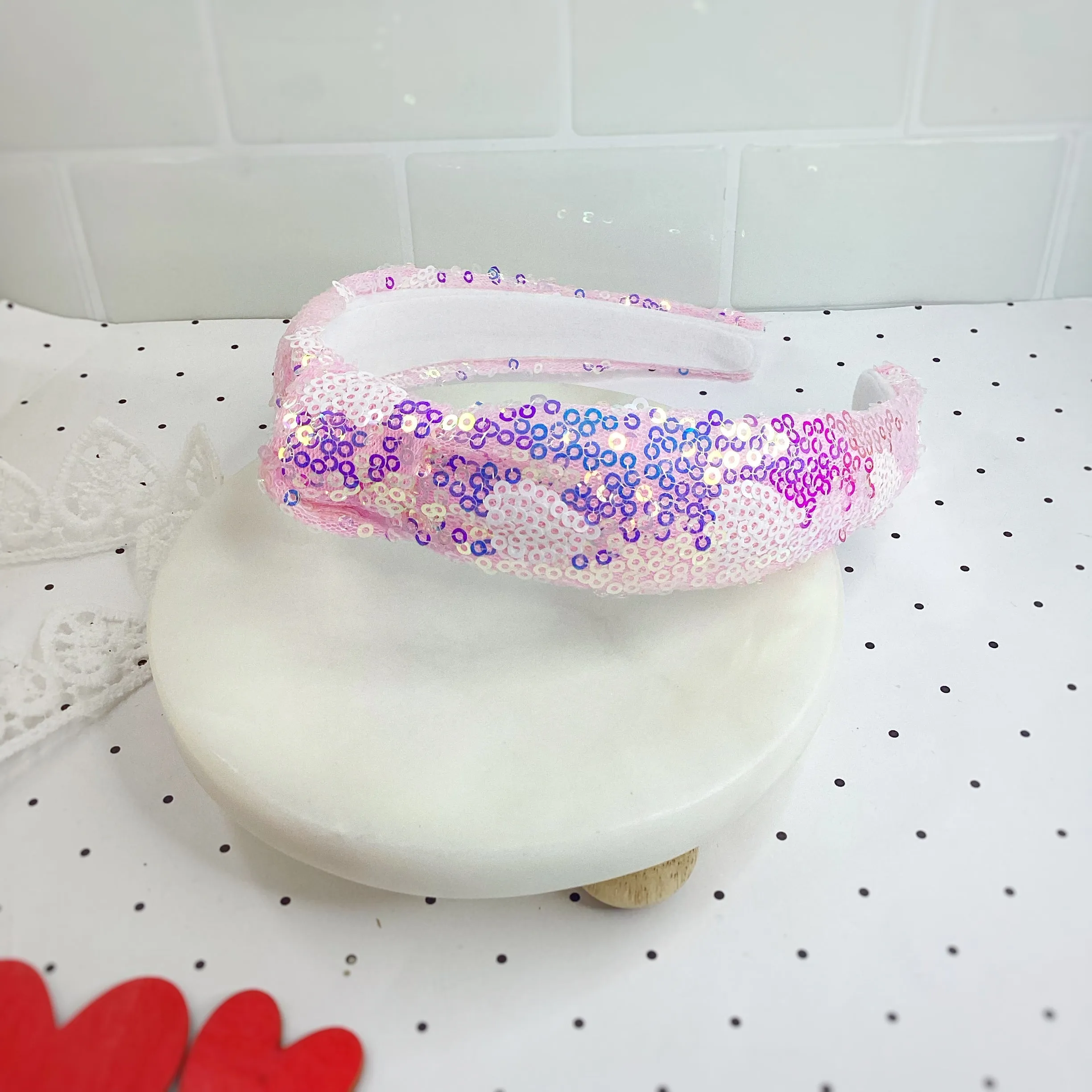 Heart Sequin Knot Top Headband Collection