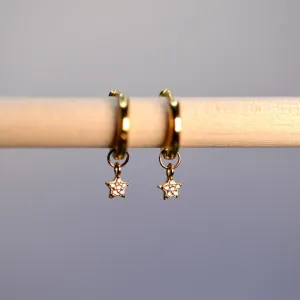 Huggie Hoops with hanging shiny star