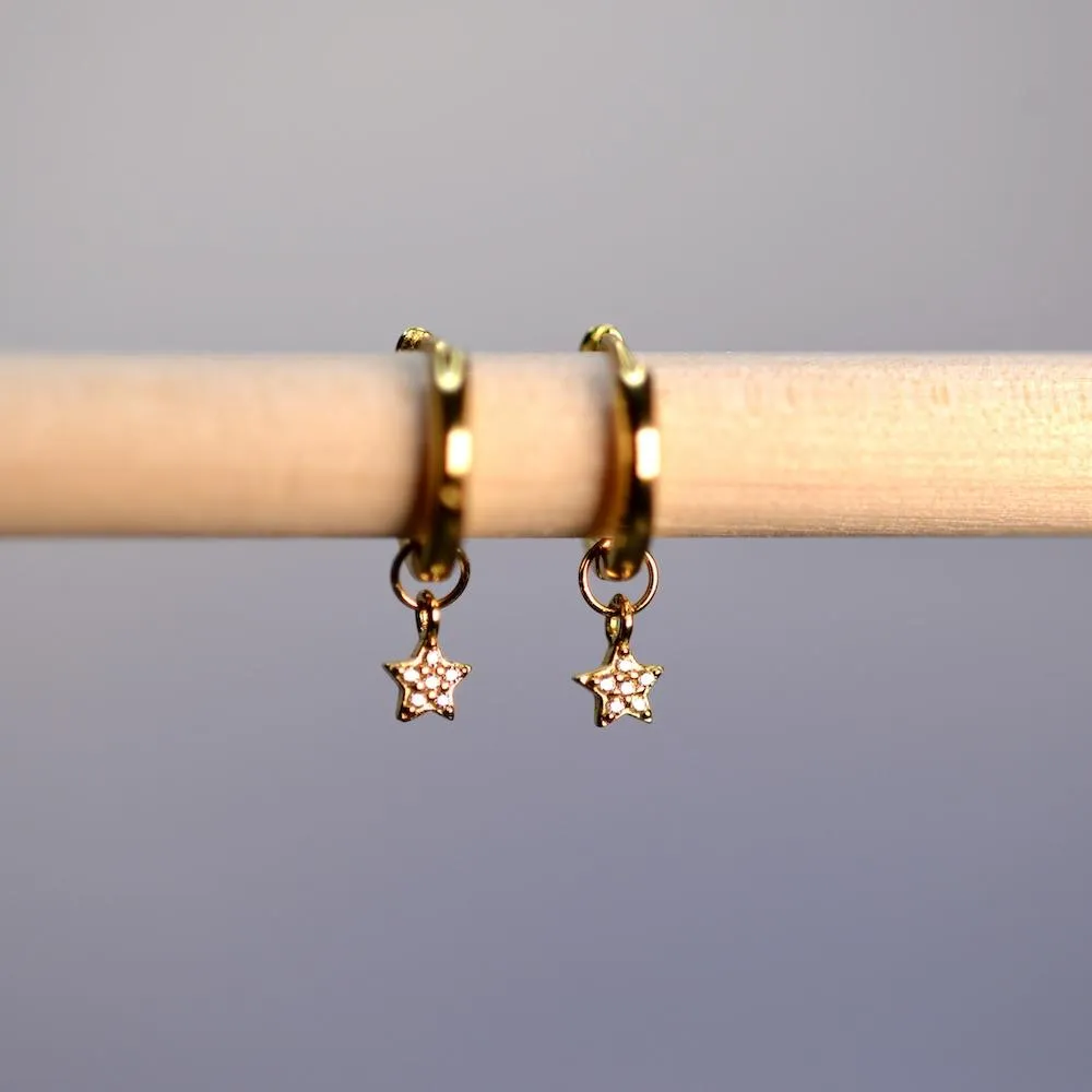 Huggie Hoops with hanging shiny star